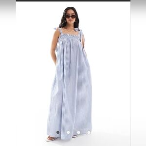 NWT ASOS Blue Striped Poplin Maxi Dress